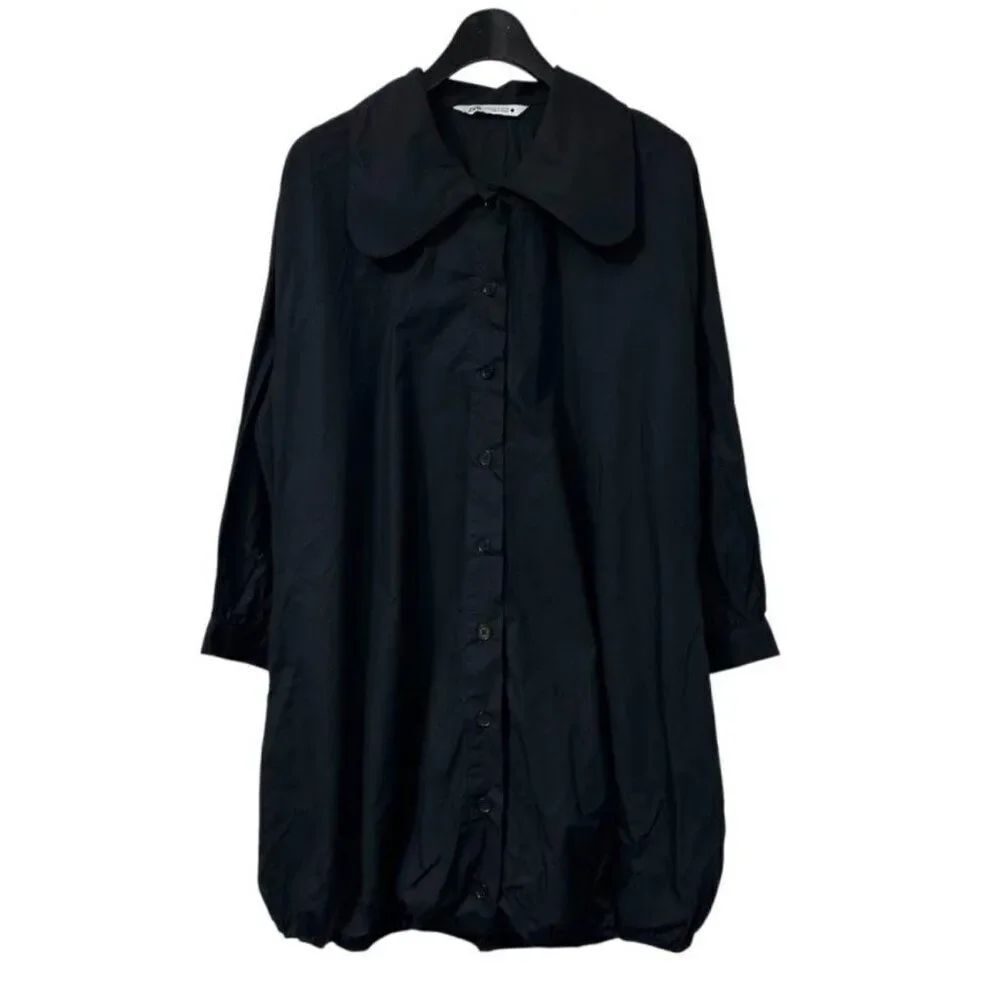 Zara Womens Shirt Dress XS Black Mini Button Front Long Sleeve 5216/053 NWT